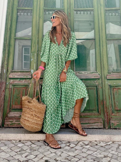 Flowy Bohemian style maxi dress for women | Luna
