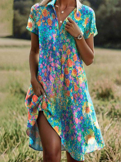 Bold Vintage boho V-neck dress for women | Taylor