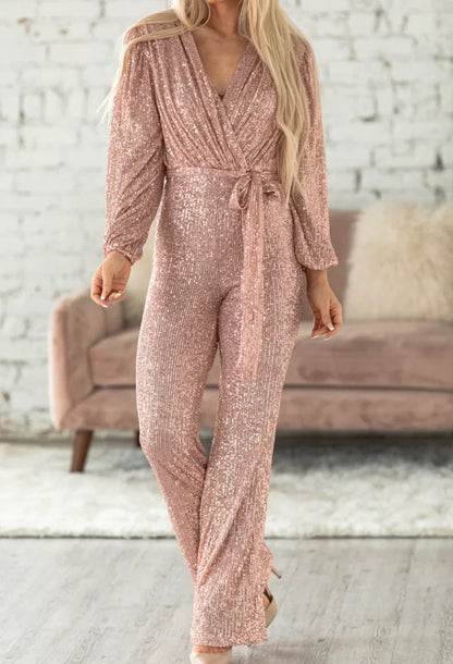 Thighed Elegant belted jumpsuit for women | Isabella