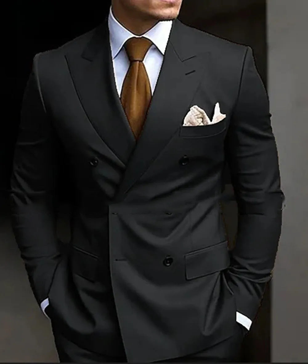 Slim-fit double-breasted formal suit for men | Alaric -3