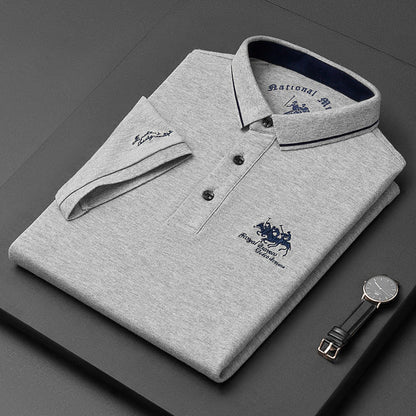 Shortsleeve Refined polo shirt with classic button detail for men | Gino