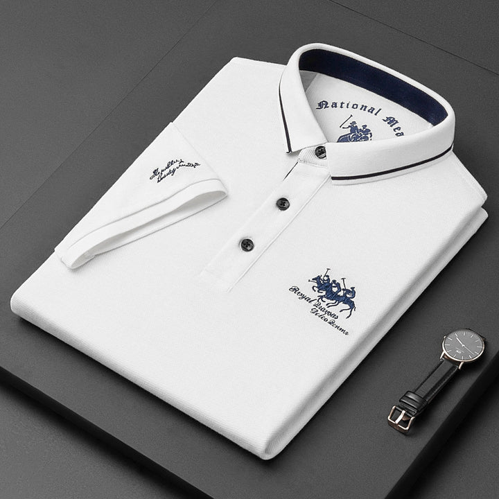 Shortsleeve Refined polo shirt with classic button detail for men | Gino