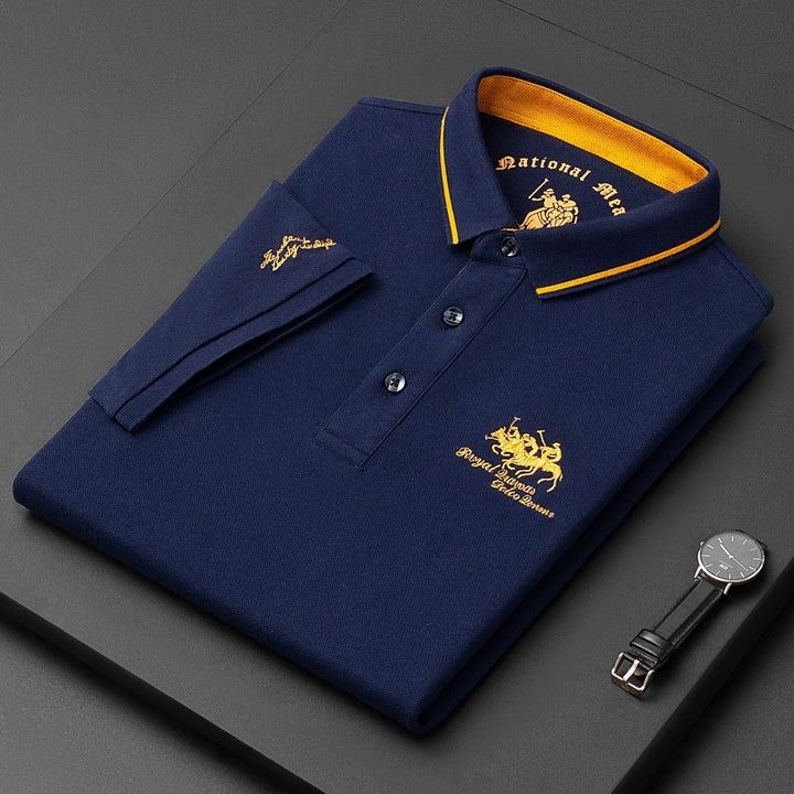Shortsleeve Refined polo shirt with classic button detail for men | Gino