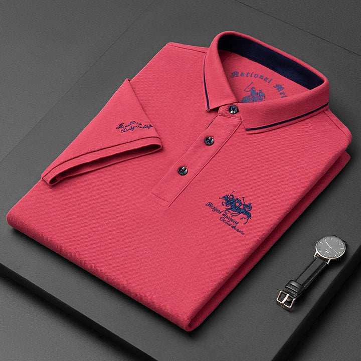 Shortsleeve Refined polo shirt with classic button detail for men | Gino