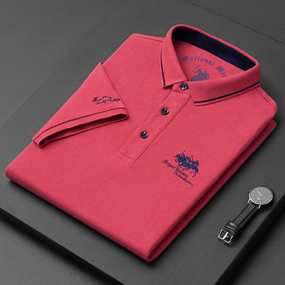 Shortsleeve Refined polo shirt with classic button detail for men | Gino