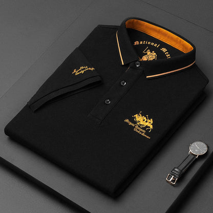 Shortsleeve Refined polo shirt with classic button detail for men | Gino