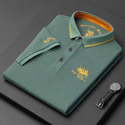 Shortsleeve Refined polo shirt with classic button detail for men | Gino