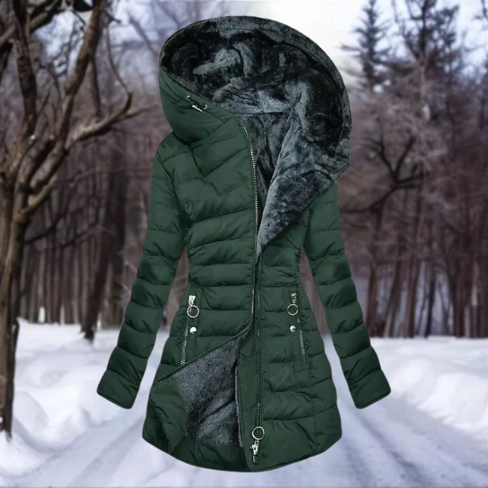 Elegant plush longline coat for women | Laura -3