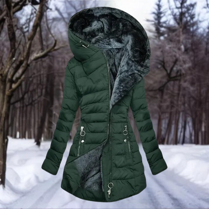 Elegant plush longline coat for women | Laura -3