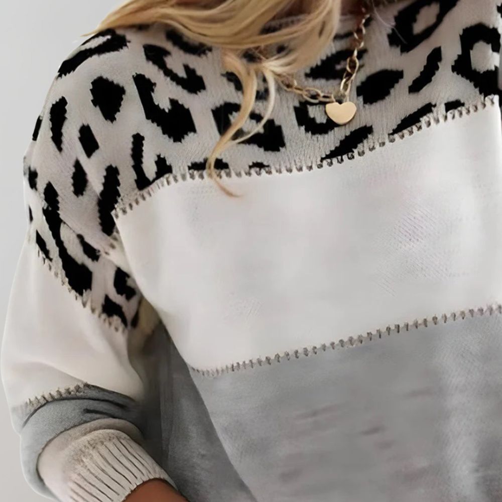 Bold leopard print relaxed sweater for women | Pascaline -2