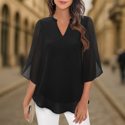 Flowy v-neck everyday blouse for women | Camila -1