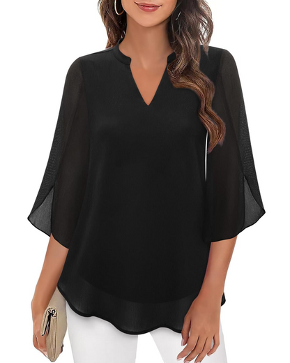 Flowy v-neck everyday blouse for women | Camila -2