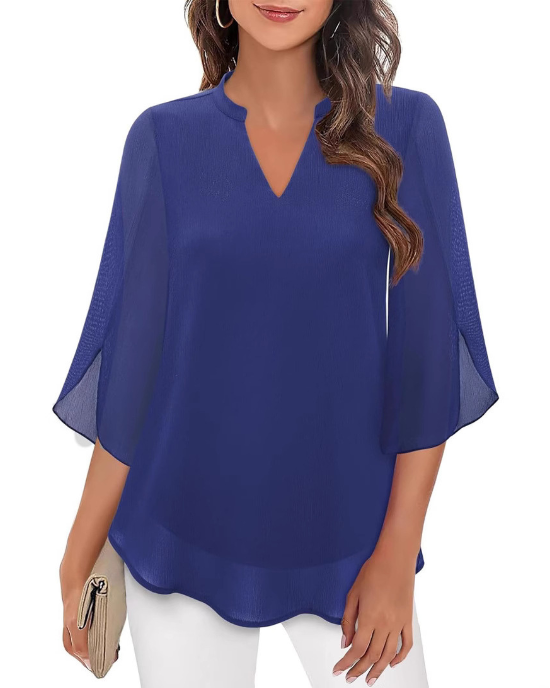Flowy v-neck everyday blouse for women | Camila -4