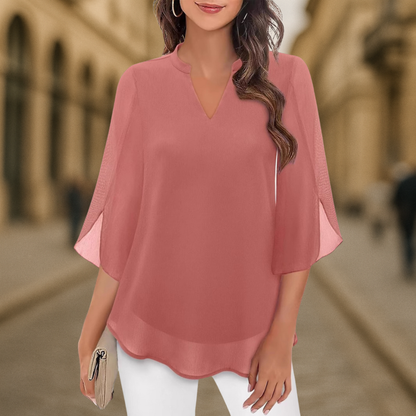Flowy v-neck everyday blouse for women | Camila -9
