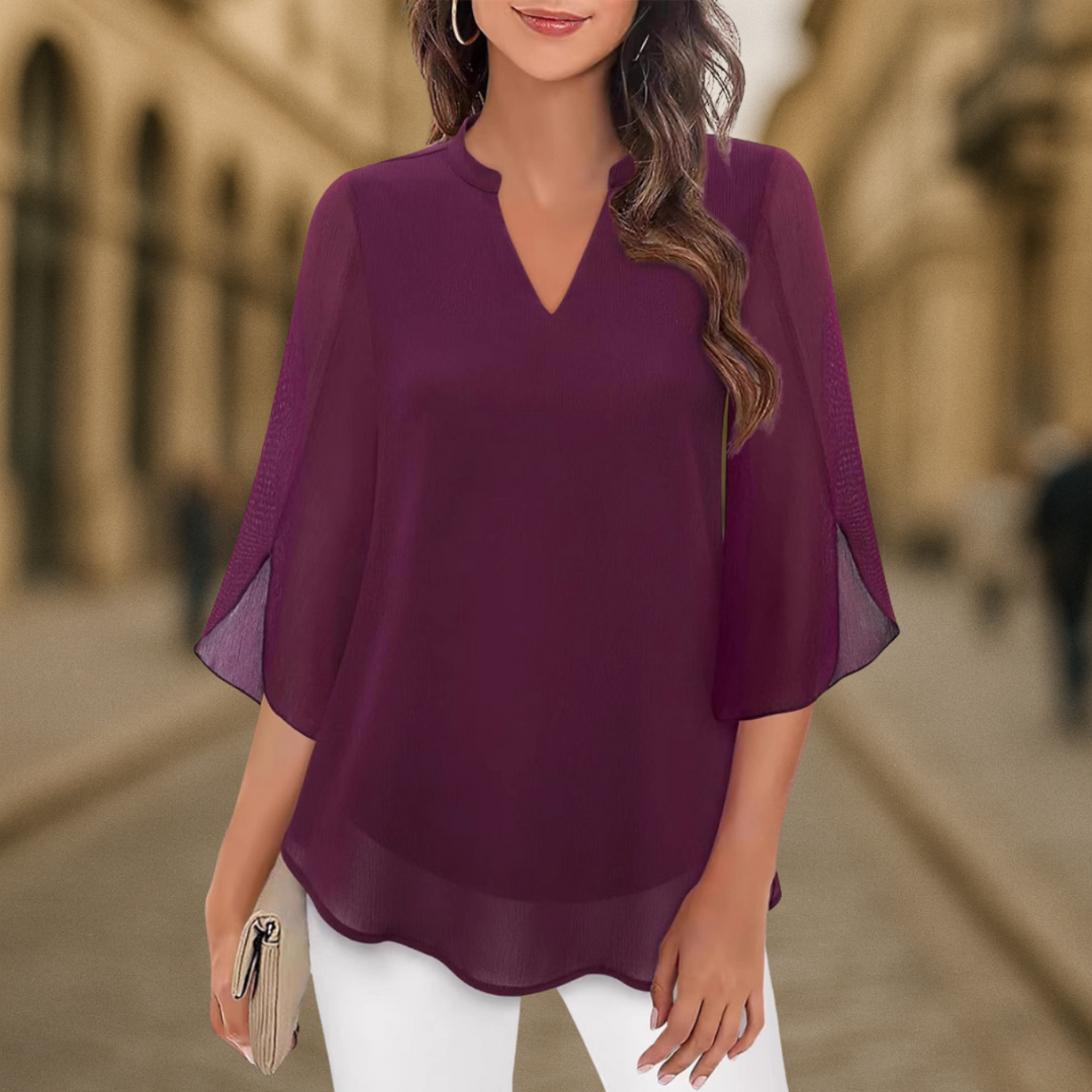 Flowy v-neck everyday blouse for women | Camila -11