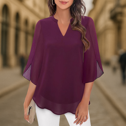 Flowy v-neck everyday blouse for women | Camila -11