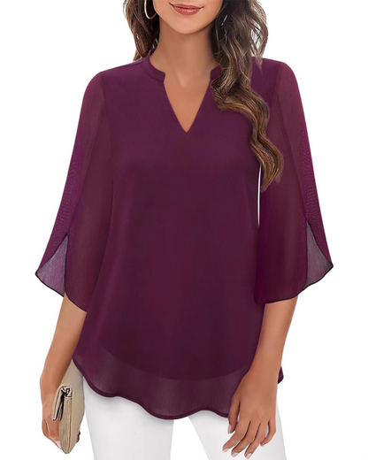 Flowy v-neck everyday blouse for women | Camila -12