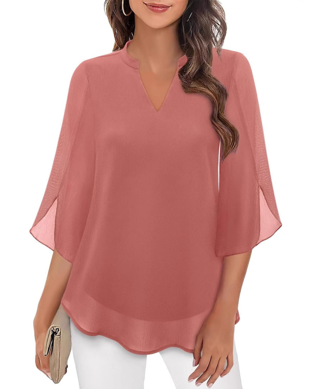 Flowy v-neck everyday blouse for women | Camila -10