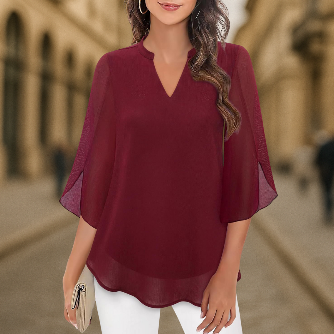 Flowy v-neck everyday blouse for women | Camila -7