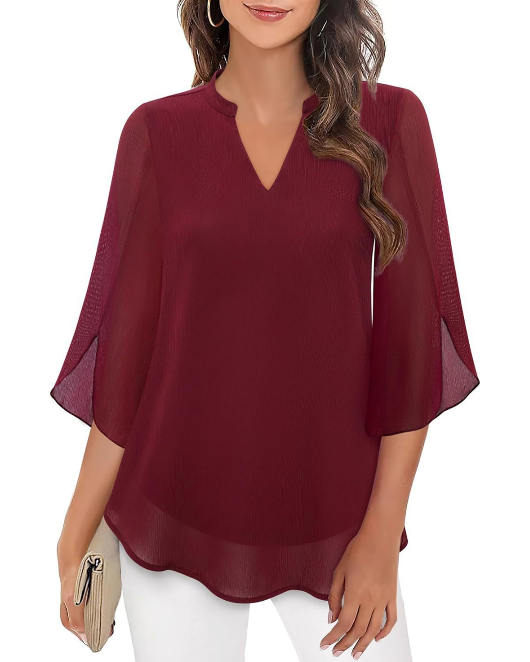 Flowy v-neck everyday blouse for women | Camila -8