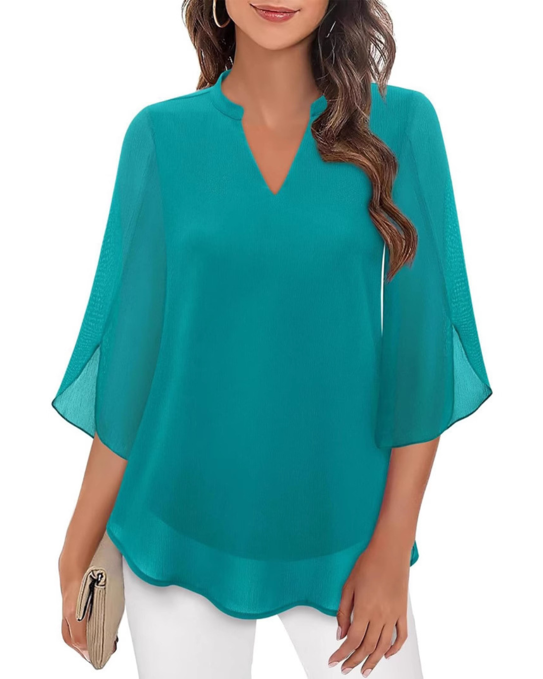 Flowy v-neck everyday blouse for women | Camila -6
