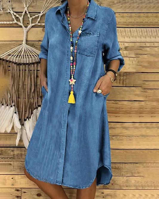 Casual denim everyday shirt dress for women -1