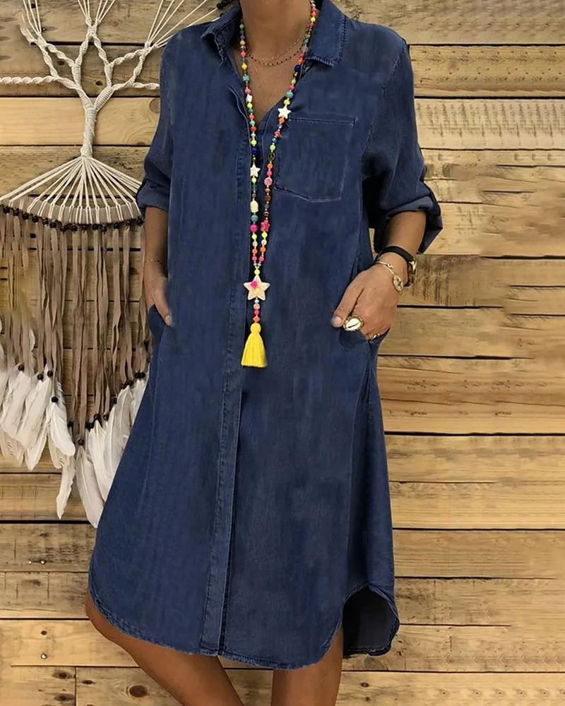 Casual denim everyday shirt dress for women -2