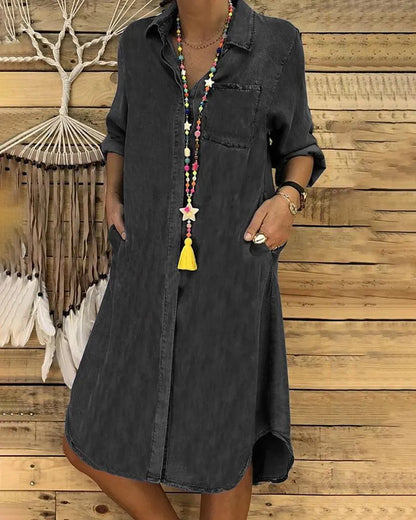 Casual denim everyday shirt dress for women -3