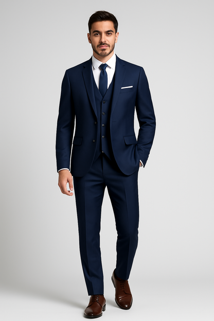 Classic tailored three-piece formal suit set for men -2