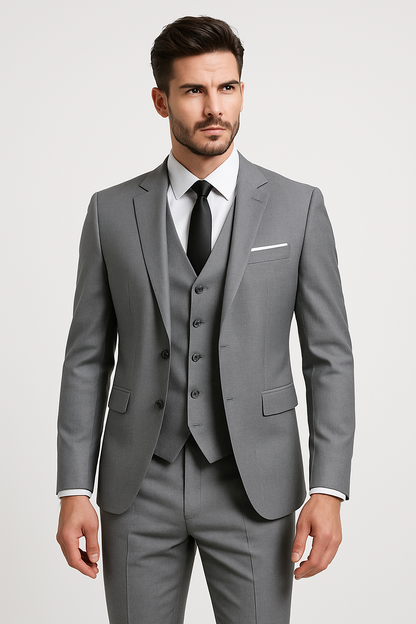 Classic tailored three-piece formal suit set for men -3