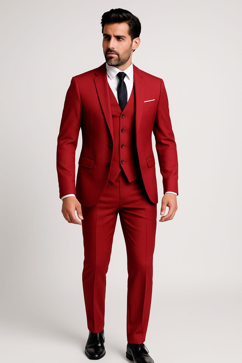 Classic tailored three-piece formal suit set for men -7