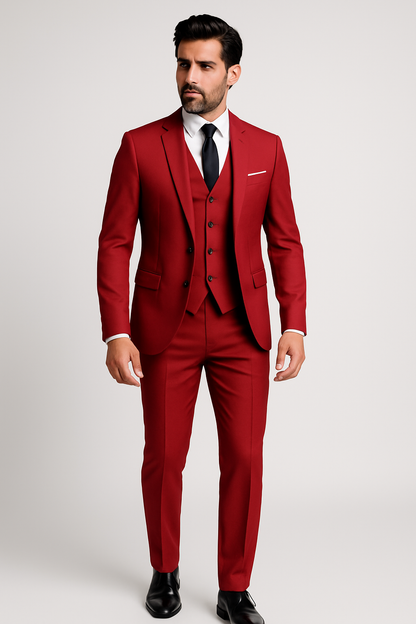 Classic tailored three-piece formal suit set for men -7