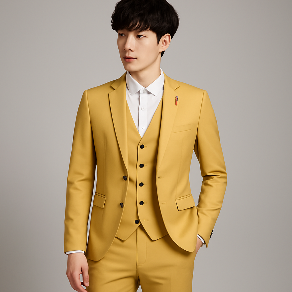 Classic tailored three-piece formal suit set for men -5