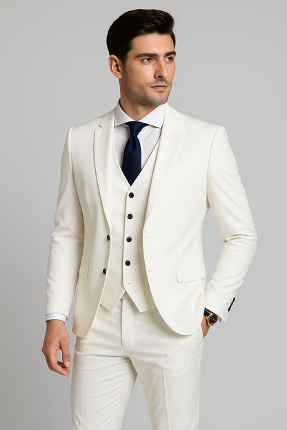 Classic tailored three-piece formal suit set for men -4