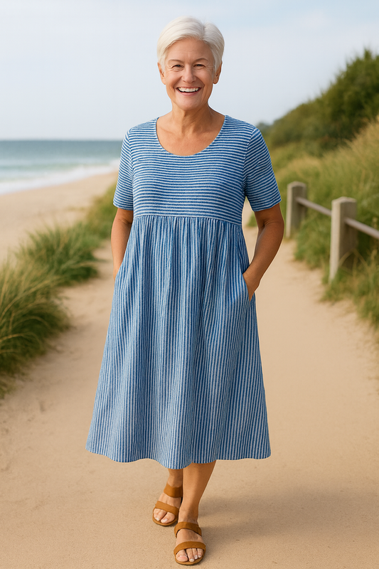 Sophisticated Striped midi dress for women | Louise