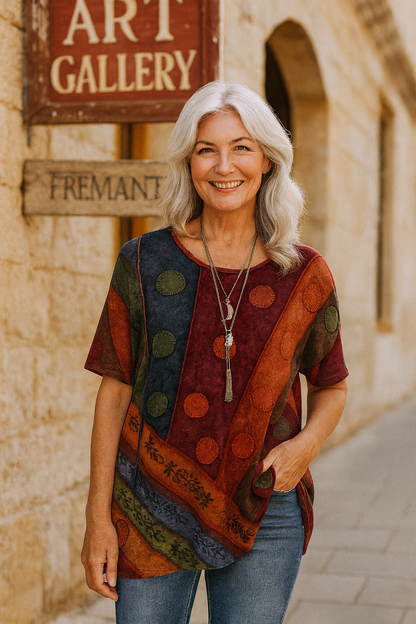 Buttoned Artistic relaxed top for women | Calla