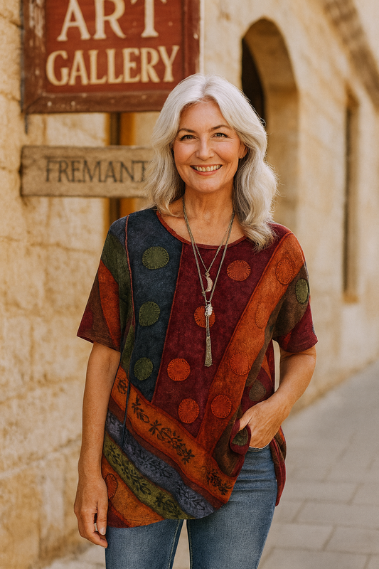 Buttoned Artistic relaxed top for women | Calla