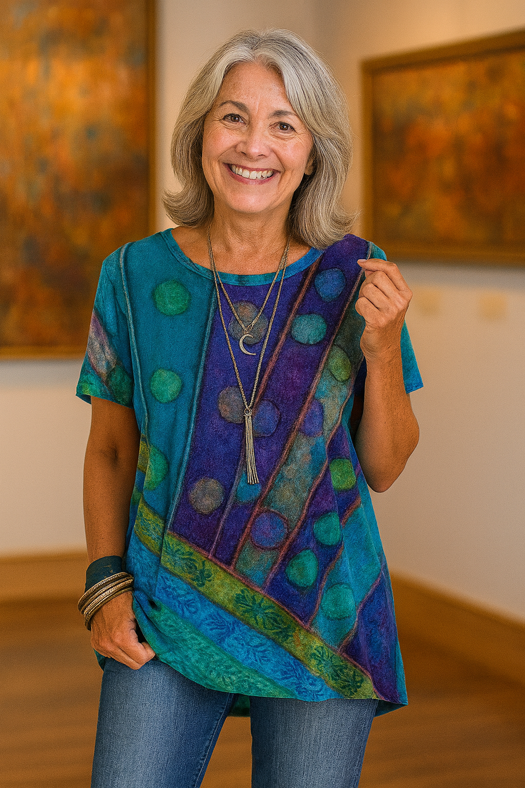 Buttoned Artistic relaxed top for women | Calla