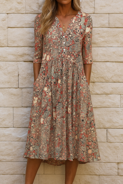 Columnar Elegant dress with V-neck for women | Harlow