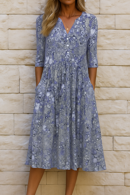 Columnar Elegant dress with V-neck for women | Harlow