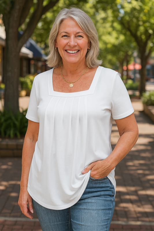 Belted Pleated comfort top for women | Colleen