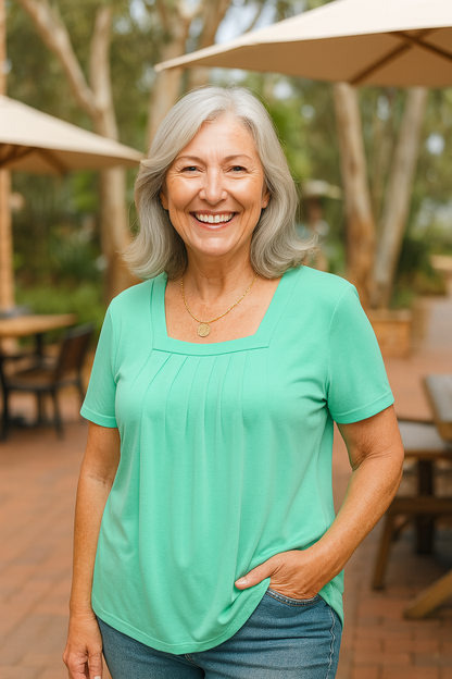 Belted Pleated comfort top for women | Colleen