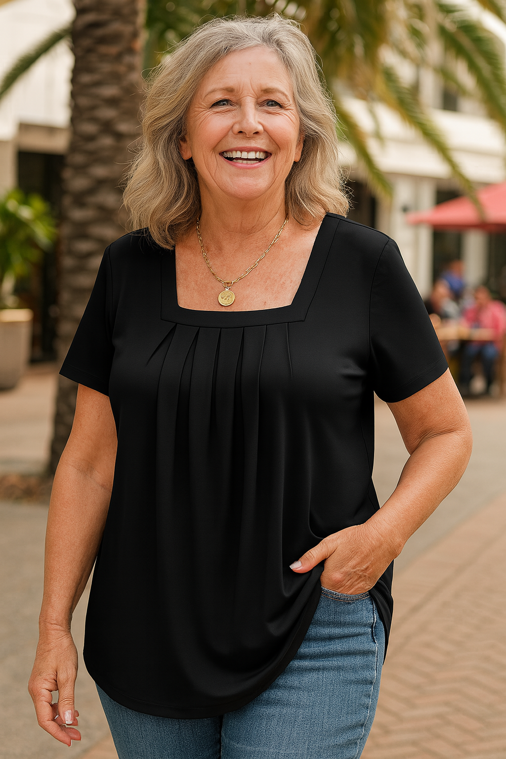 Belted Pleated comfort top for women | Colleen