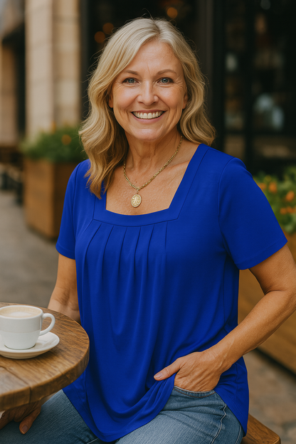 Belted Pleated comfort top for women | Colleen