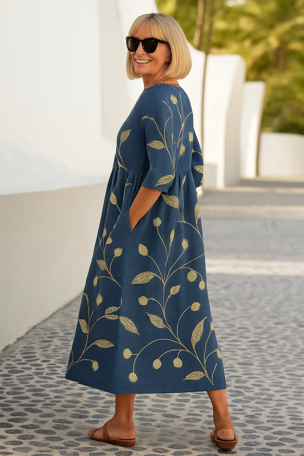 Lustrous Relaxed midi dress for women | Eliza