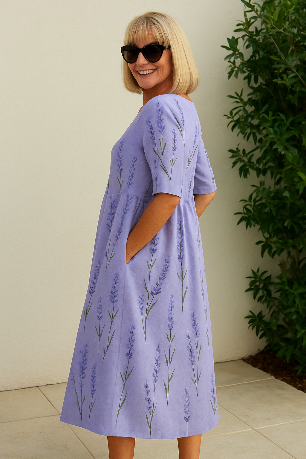 Lustrous Relaxed midi dress for women | Eliza
