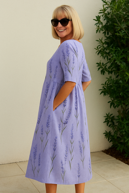 Lustrous Relaxed midi dress for women | Eliza