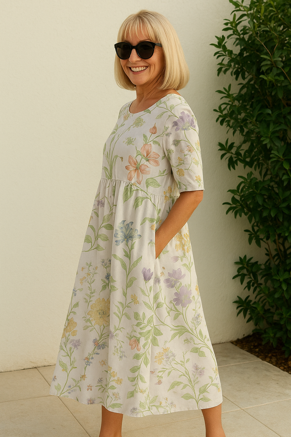 Lustrous Relaxed midi dress for women | Eliza