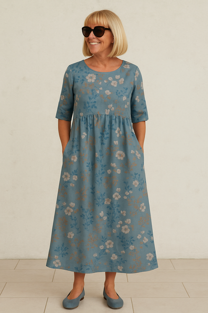 Lustrous Relaxed midi dress for women | Eliza