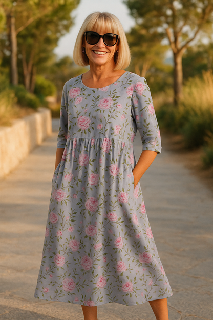 Lustrous Relaxed midi dress for women | Eliza